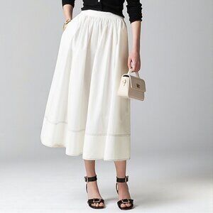 J. Crew Contrast-stitch midi skirt in cotton poplin Size 12